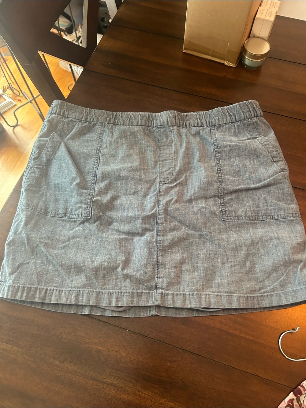 Lands' End Light Blue Chambray Skort with Front Pockets